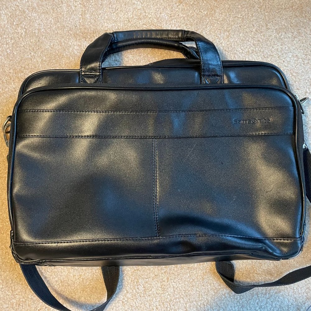 Samsonite black leather laptop bag